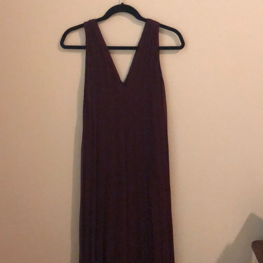 Wine Colored Pleated Maxi Dress